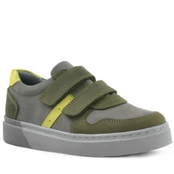 Rakerplus Hakiki Deri Haki Gri Cırtlı Erkek Çocuk Sneaker