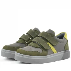 Rakerplus Hakiki Deri Haki Gri Cırtlı Erkek Çocuk Sneaker