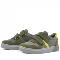 Rakerplus Hakiki Deri Haki Gri Cırtlı Erkek Çocuk Sneaker