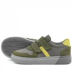 Rakerplus Hakiki Deri Haki Gri Cırtlı Erkek Çocuk Sneaker