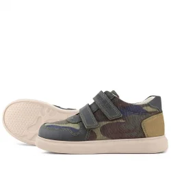 Rakerplus Hakiki Deri Haki Kamuflaj Desenli Cırtlı Hafif Tabanlı Erkek Çocuk Spor Ayakkabı