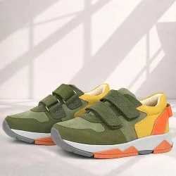 Rakerplus Hakiki Deri Haki Turuncu Sarı Çocuk Sneakers Spor Ayakkabı