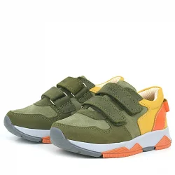 Rakerplus Hakiki Deri Haki Turuncu Sarı Çocuk Sneakers Spor Ayakkabı