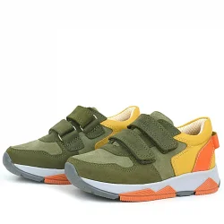 Rakerplus Hakiki Deri Haki Turuncu Sarı Çocuk Sneakers Spor Ayakkabı