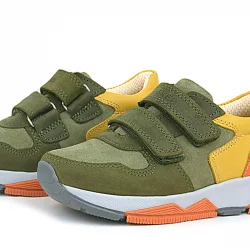 Rakerplus Hakiki Deri Haki Turuncu Sarı Çocuk Sneakers Spor Ayakkabı