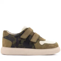 Rakerplus Hakiki Deri Haki Yeşil Cırtlı Hafif Tabanlı Erkek Çocuk Spor Ayakkabı