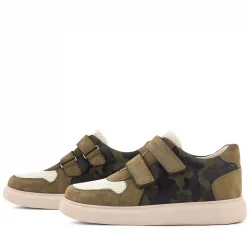 Rakerplus Hakiki Deri Haki Yeşil Cırtlı Hafif Tabanlı Erkek Çocuk Spor Ayakkabı