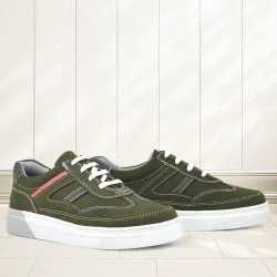 Rakerplus Hakiki Deri Haki Yeşil Çocuk Günlük Spor Okul Ayakkabı