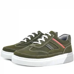 Rakerplus Hakiki Deri Haki Yeşil Çocuk Günlük Spor Okul Ayakkabı