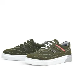 Rakerplus Hakiki Deri Haki Yeşil Çocuk Günlük Spor Okul Ayakkabı