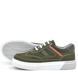 Rakerplus Hakiki Deri Haki Yeşil Çocuk Günlük Spor Okul Ayakkabı