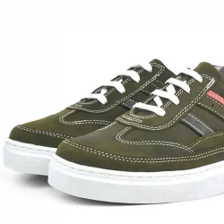 Rakerplus Hakiki Deri Haki Yeşil Çocuk Günlük Spor Okul Ayakkabı