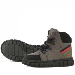 Rakerplus Hakiki Deri Haki Yeşil Fermuarlı Erkek Çocuk Bot