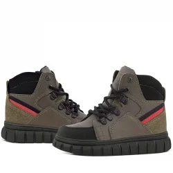 Rakerplus Hakiki Deri Haki Yeşil Fermuarlı Erkek Çocuk Bot