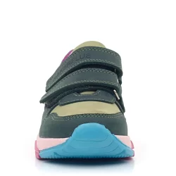 Rakerplus Hakiki Deri Haki Yeşil Fuşya Çocuk Cırtlı Sneakers Spor Ayakkabı