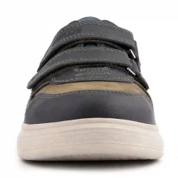 Rakerplus Hakiki Deri Haki Yeşil Lacivert Cırtlı Hafif Tabanlı Erkek Çocuk Spor Ayakkabı