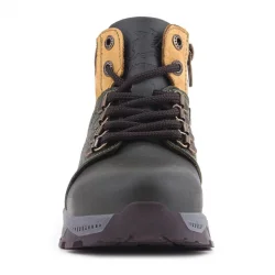 Rakerplus Hakiki Deri Haki Yeşil Sarı Fermuarlı Trekking Çocuk Bot