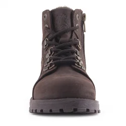 Rakerplus Hakiki Deri Kahve Nubuk Fermuarlı Kürklü Çocuk Bot