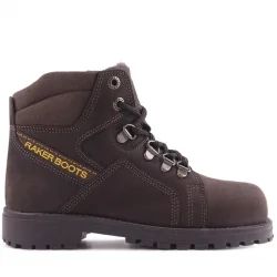 Rakerplus Hakiki Deri Kahve Nubuk Fermuarlı Kürklü Çocuk Bot