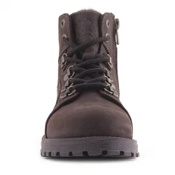 Rakerplus Hakiki Deri Kahve Nubuk Fermuarlı Kürklü Çocuk Bot