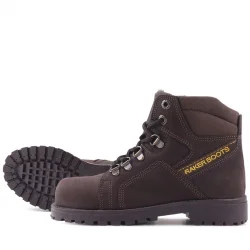 Rakerplus Hakiki Deri Kahve Nubuk Fermuarlı Kürklü Çocuk Bot