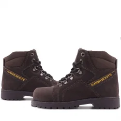 Rakerplus Hakiki Deri Kahve Nubuk Fermuarlı Kürklü Çocuk Bot