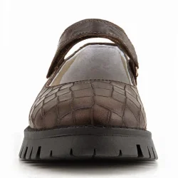 Rakerplus Hakiki Deri Kahverengi Desenli Cırtlı Kalın Tabanlı Kız Çocuk Ayakkabısı