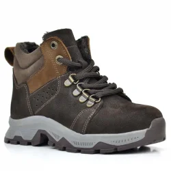 Rakerplus Hakiki Deri Kahverengi Fermuarlı Trekking Çocuk Bot