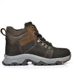 Rakerplus Hakiki Deri Kahverengi Fermuarlı Trekking Çocuk Bot