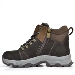 Rakerplus Hakiki Deri Kahverengi Fermuarlı Trekking Çocuk Bot
