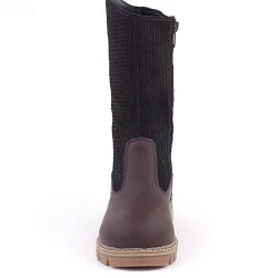 Rakerplus Hakiki Deri Kahverengi Fermuarlı Uzun Kız Çocuk Çizme