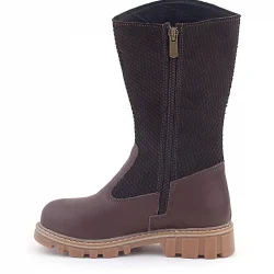 Rakerplus Hakiki Deri Kahverengi Fermuarlı Uzun Kız Çocuk Çizme