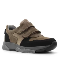 Rakerplus Hakiki Deri Kahverengi Siyah Çocuk Sneakers Spor Ayakkabı