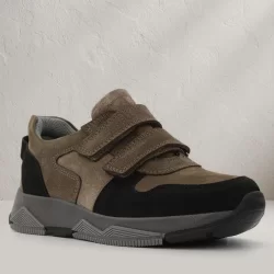 Rakerplus Hakiki Deri Kahverengi Siyah Çocuk Sneakers Spor Ayakkabı