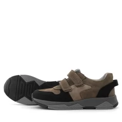 Rakerplus Hakiki Deri Kahverengi Siyah Çocuk Sneakers Spor Ayakkabı