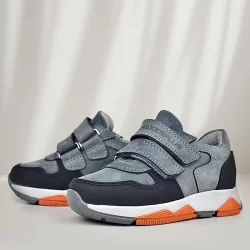 Rakerplus Hakiki Deri Koyu Gri Çocuk Cırtlı Sneakers Spor Ayakkabı