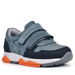 Rakerplus Hakiki Deri Koyu Gri Çocuk Cırtlı Sneakers Spor Ayakkabı