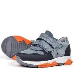 Rakerplus Hakiki Deri Koyu Gri Çocuk Cırtlı Sneakers Spor Ayakkabı