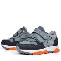 Rakerplus Hakiki Deri Koyu Gri Çocuk Cırtlı Sneakers Spor Ayakkabı
