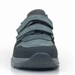 Rakerplus Hakiki Deri Koyu Gri Siyah Çocuk Cırtlı Sneakers Spor Ayakkabı