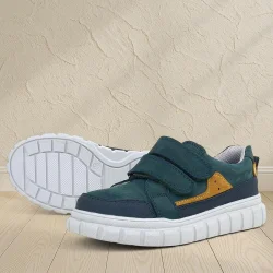 Rakerplus Hakiki Deri Koyu Yeşil Cırtlı Günlük Spor Çocuk Okul Ayakkabı