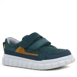 Rakerplus Hakiki Deri Koyu Yeşil Cırtlı Günlük Spor Çocuk Okul Ayakkabı