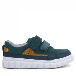 Rakerplus Hakiki Deri Koyu Yeşil Cırtlı Günlük Spor Çocuk Okul Ayakkabı