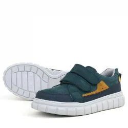 Rakerplus Hakiki Deri Koyu Yeşil Cırtlı Günlük Spor Çocuk Okul Ayakkabı