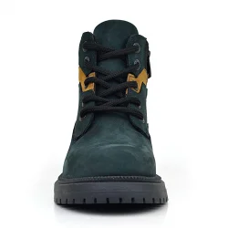 Rakerplus Hakiki Deri Koyu Yeşil Taba Bağcıklı Fermuarlı Kışlık Çocuk Bot