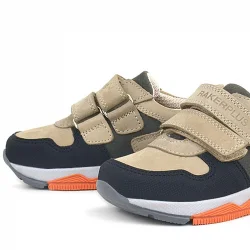 Rakerplus Hakiki Deri Kum Gri Siyah Çocuk Sneakers Spor Ayakkabı