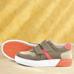 Rakerplus Hakiki Deri Kum Rengi Cırtlı Erkek Çocuk Sneaker