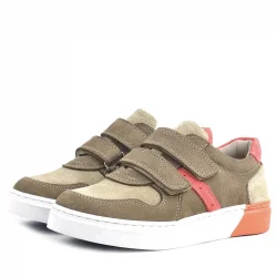 Rakerplus Hakiki Deri Kum Rengi Cırtlı Erkek Çocuk Sneaker