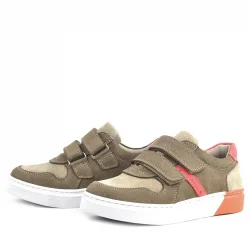 Rakerplus Hakiki Deri Kum Rengi Cırtlı Erkek Çocuk Sneaker