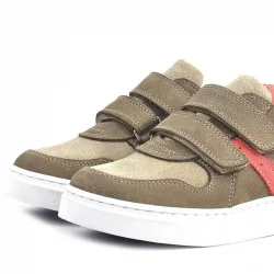 Rakerplus Hakiki Deri Kum Rengi Cırtlı Erkek Çocuk Sneaker